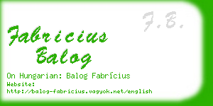 fabricius balog business card